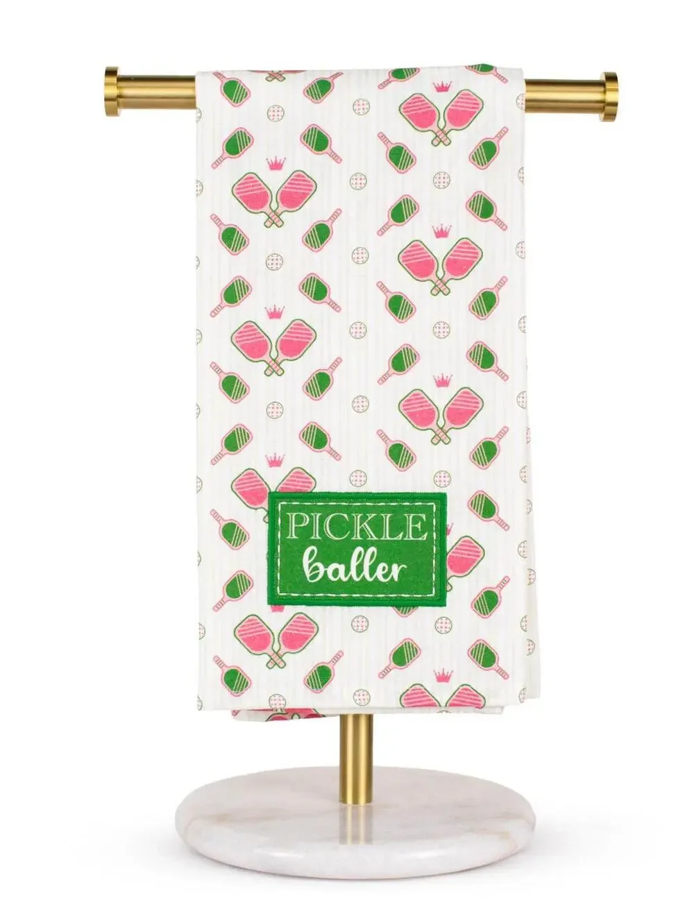Pickleballer Hand Towel Green/Pink 20x28 Pickleball